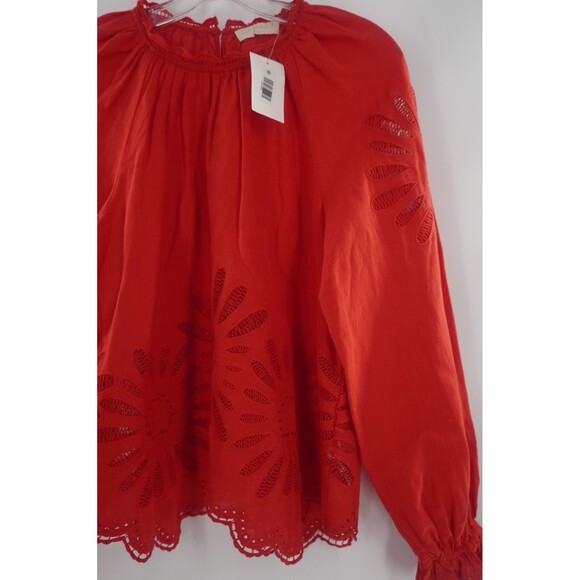 Ulla Johnson Porcelain Louisa Scalloped Eyelet Ruffled Poppy Red Blouse Sz 6 NWT - Picture 6 of 16